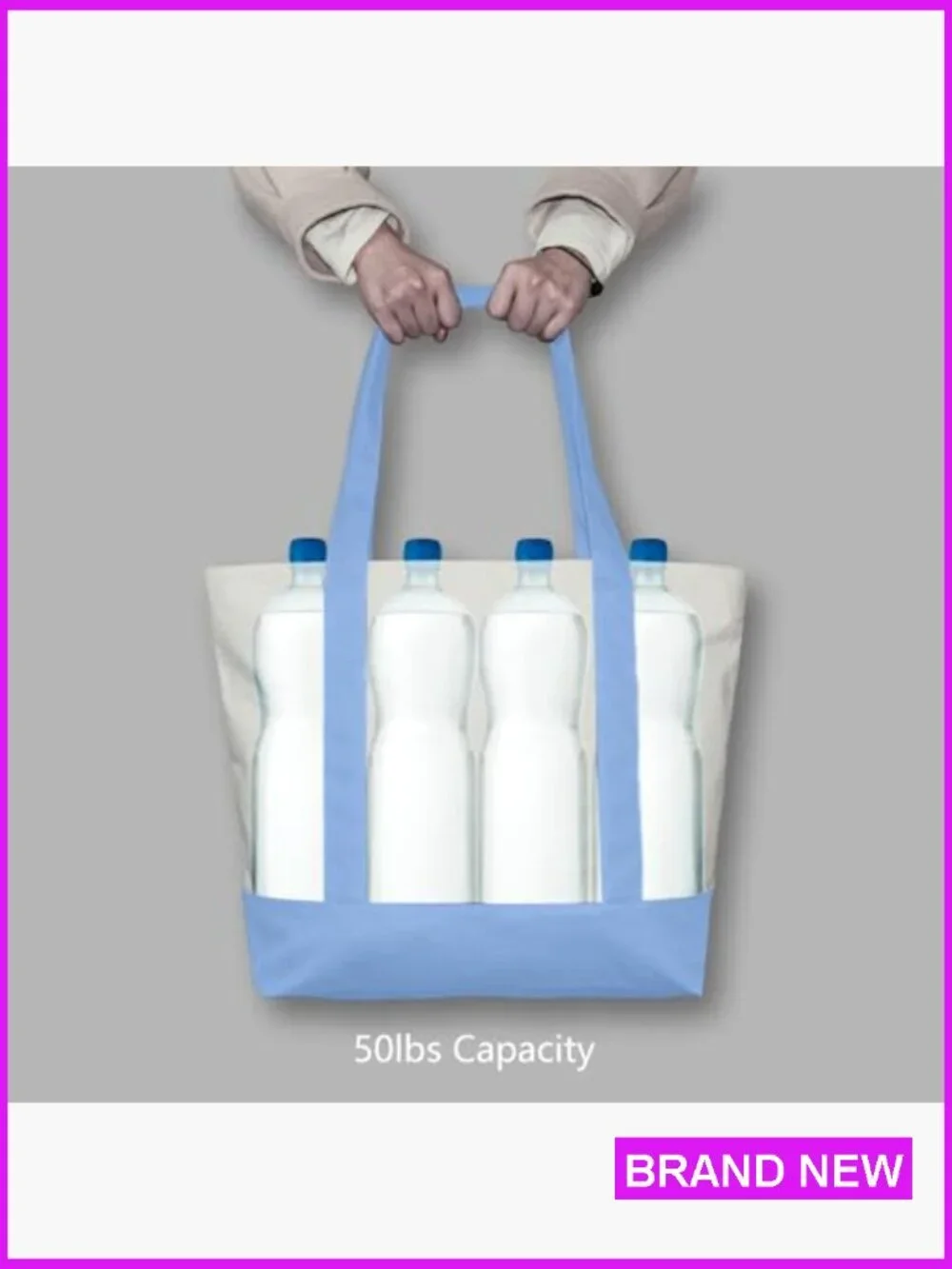 Canvas Tote Bag with Zipper and External Pocket Heavy Duty Reusable Shopping